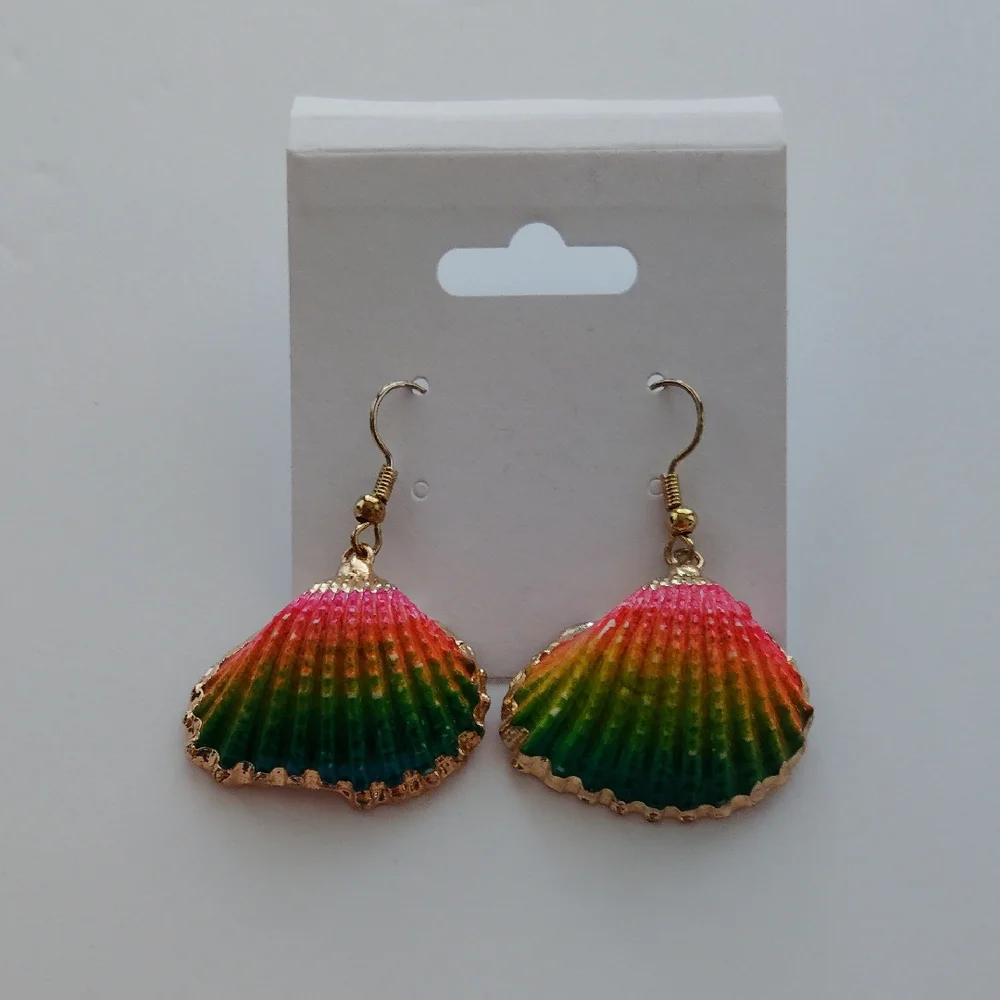 Colorful Seashell Earrings - Picture 1 of 2